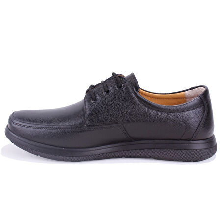 Dagoster DMA08-433 Siyah Ortopedik Poliüretan Taban Günlük Bağcıklı Erkek Deri Ayakkabı