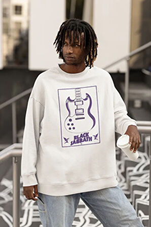 Black Sabbath Gitar Baskılı Unisex Oversize Sweatshirt