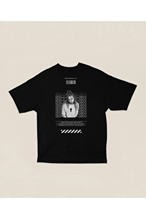 Mona Lisa Temalı Billie Eilish Baskılı Unisex Tişört, Oversize Şarkıcı Tişört