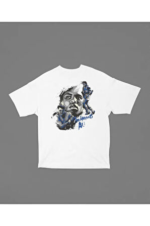 Muhammed Ali Clay Baskılı Unisex Tasarım Tişört, Oversize Efsane Boksör Tişört