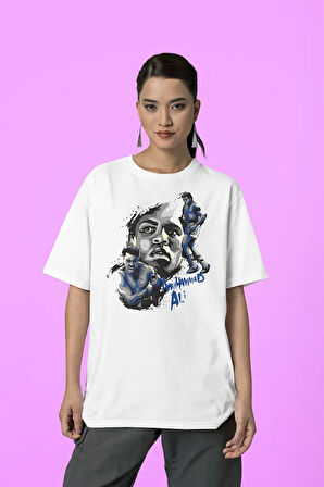 Muhammed Ali Clay Baskılı Unisex Tasarım Tişört, Oversize Efsane Boksör Tişört