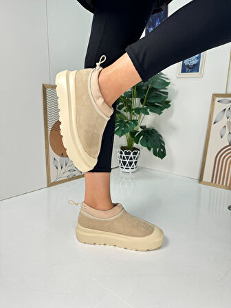 Günlük Kadın Bot Kalın Topuklu Desenli Tabanlı İçi Kürklü Ayarlabilir Lastikli Bootie 357