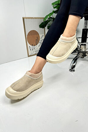 Günlük Kadın Bot Kalın Topuklu Desenli Tabanlı İçi Kürklü Ayarlabilir Lastikli Bootie 357