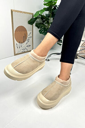 Günlük Kadın Bot Kalın Topuklu Desenli Tabanlı İçi Kürklü Ayarlabilir Lastikli Bootie 357