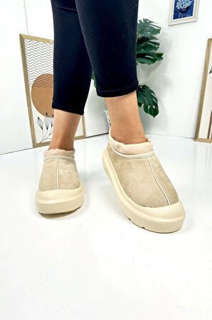 Günlük Kadın Bot Kalın Topuklu Desenli Tabanlı İçi Kürklü Ayarlabilir Lastikli Bootie 357