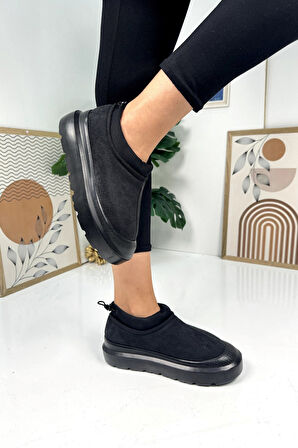 Günlük Kadın Bot Kalın Topuklu Desenli Tabanlı İçi Kürklü Ayarlabilir Lastikli Bootie 357