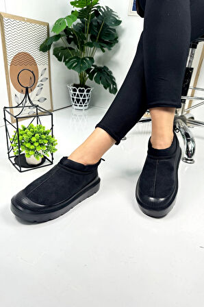 Günlük Kadın Bot Kalın Topuklu Desenli Tabanlı İçi Kürklü Ayarlabilir Lastikli Bootie 357