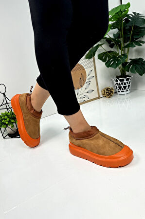 Günlük Kadın Bot Kalın Topuklu Desenli Tabanlı İçi Kürklü Ayarlabilir Lastikli Bootie 357