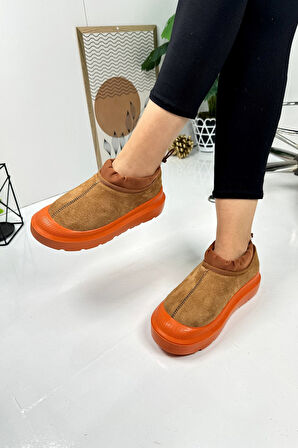 Günlük Kadın Bot Kalın Topuklu Desenli Tabanlı İçi Kürklü Ayarlabilir Lastikli Bootie 357