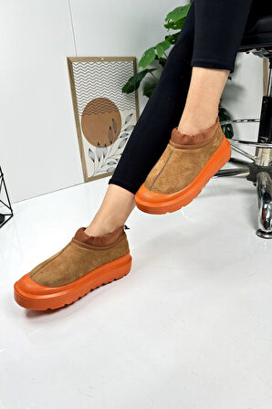 Günlük Kadın Bot Kalın Topuklu Desenli Tabanlı İçi Kürklü Ayarlabilir Lastikli Bootie 357