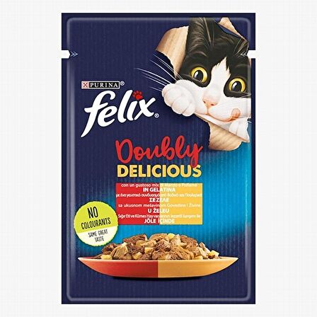 Felix Sığır Etli & Tavuklu Yetişkin Kedi Konservesi 6 Adet 85 Gr 