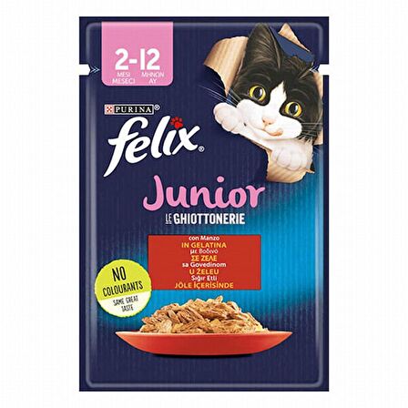 Felix Junior Sığır Etli Yavru Kedi Konservesi Pouch 6 Adet 85 Gr 