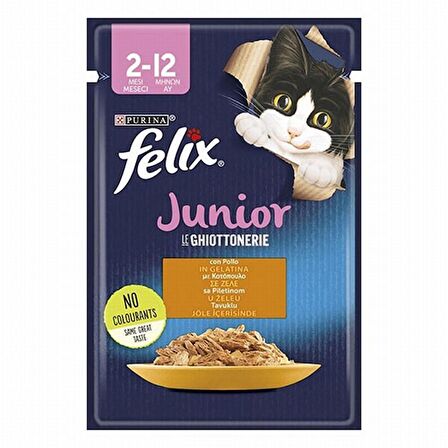 Felix Pouch Junior Tavuklu Yavru Kedi Konservesi 12 Adet 85 Gr 