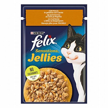 Felix Sensations Jellies Tavuklu Ve Havuçlu Yetişkin Kedi Konservesi 6 Adet 85 Gr 