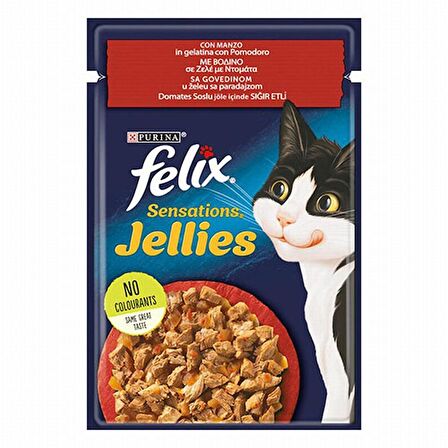 Felix Sensation Sığır Etli Ve Domatesli Jel Yetişkin Kedi Konservesi Pouch 6 Adet 85 Gr 