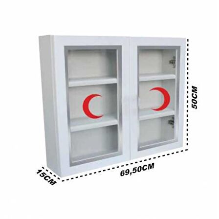 Çelik Ayna Çift Kapaklı Büyük Ecza Dolabı İçi Dolu Full Paket 846