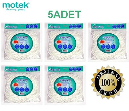 Motek Mop Orjinal Microfiber Yedek Püskül Yedek Başlık 5 Adet