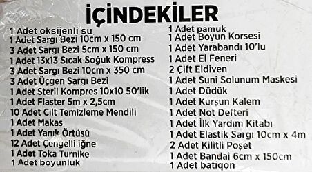 İlk Yardım İçeriği Ecza Dolabı Yedek İçerik İlk Yardım Malzemeleri Boyun Korseli