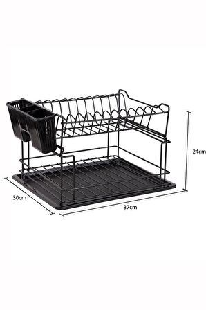 Geseus Home İki Katlı Modüler Tabaklık Bulaşıklık Mat Siyah KB10S