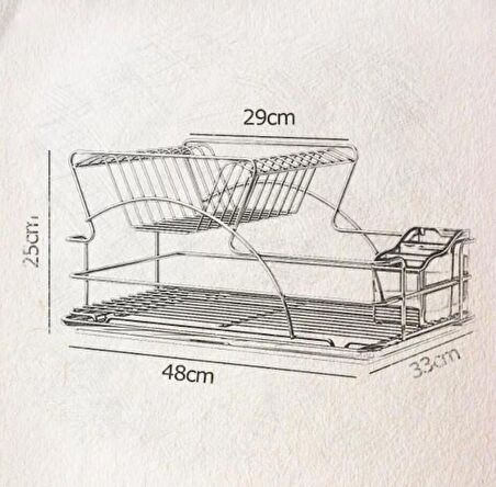 Geseus Home İki Katlı Tabaklık Bulaşıklık Krom Şeffaf KB009