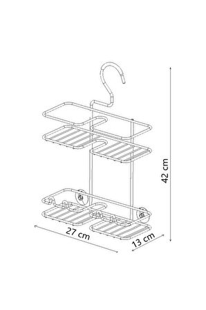 Geseus Duş Borusuna Asılabilir Kancalı Banyo Rafı Krom BK067