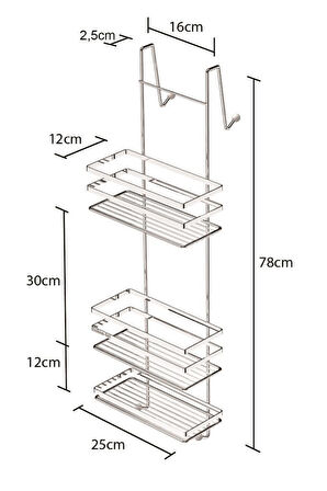 Geseus Üç Katlı Asmalı Banyo Duş Rafı Krom LM580