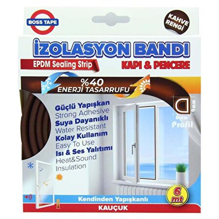 Geseus Epdm Pencere İzalasyon Bantı İzalasyon Fitili 9mmx6 Mt