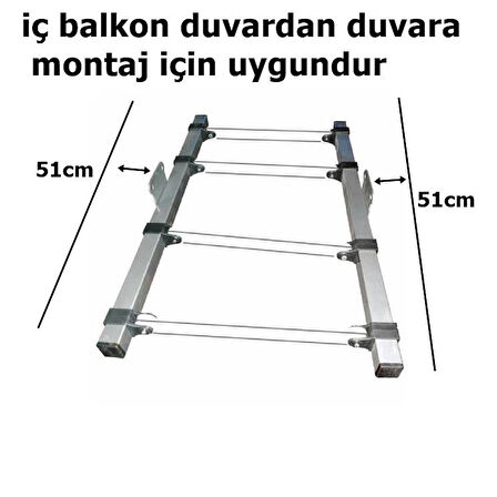 Safa İç Balkon Duvardan Duvara Monte Edilebilir Orta Askılı Çamaşır Askısı-2013-04827