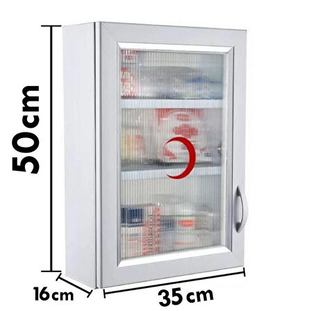 Ecza Dolabı İçi Dolu İlk Yardım İçerikli PVC 50x35x16 CM 159