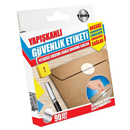 Yapışkanlı Güvenlik Etiketi Yetkisiz Erişime Karşı Koruma Sağlar 90Adet 28mm