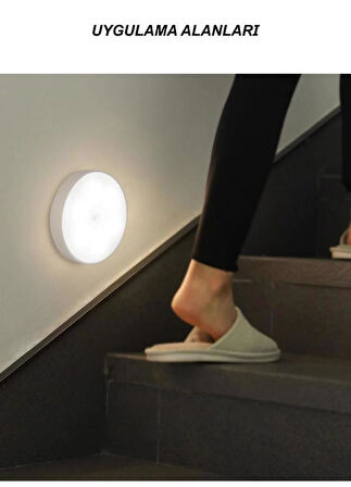 USB Şarjlı PIR Hareket Sensörlü Gece Lambası Magnet Mıknatıslı 4000K-Gün Işığı-1Ad