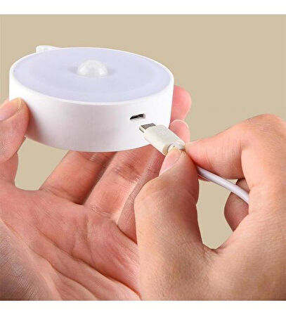 USB Şarjlı PIR Hareket Sensörlü Gece Lambası Magnet Mıknatıslı 4000K-Gün Işığı-4Adet