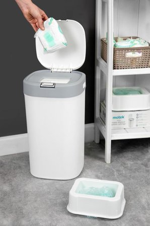 Motek Kartuşlu Bebek Bezi Kovası Atık Çöp Kovası 19 Lt+1 Ad Extra yedek kartuş