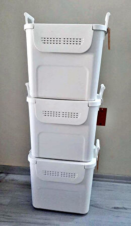 Geseus Motek  Mybox 3x30 Litre Kulplu Çok Amaçlı Organizer Saklama Kutusu-MT-35