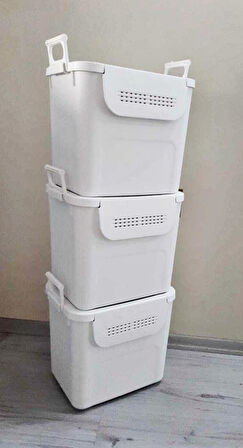 Geseus Motek  Mybox 3x30 Litre Kulplu Çok Amaçlı Organizer Saklama Kutusu-MT-35