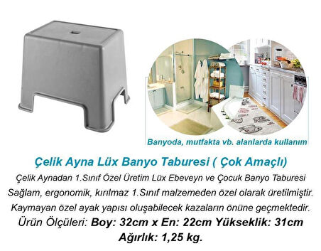 Çelik Ayna Lüx Banyo Taburesi Çok Amaçlı Tabure Antrasit-480