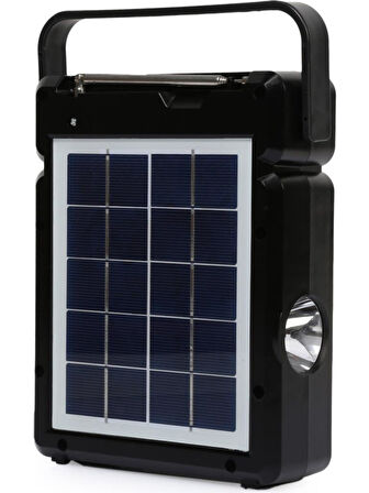 Kamp Lambası Solar Güneş Enerjili Aydınlatma Sistemi 2 Ampul Şarjlı Işıldak Radyo-USB/TF-NS-2730LS