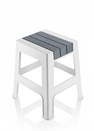 Çelik Ayna Zilkale Büyük Boy Çok Amaçlı Dayanıklı Tabure Beyaz+Gri-252