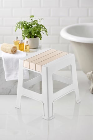 Çelik Ayna Zilkale Çok Amaçlı Dayanıklı Tabure Beyaz+Krem-250