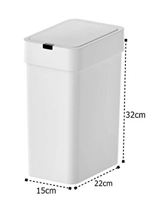 Sensörlü Otomatik Slim Çöp Kovası 9 Litre Plastik Beyaz Yerli Üretim