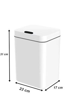 Sensörlü Otomatik Plastik Çöp Kovası 12 Litre + Deterjan Hazneli Silikon Klozet Fırçası