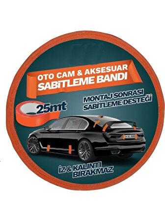 Oto Cam Ve Aksesuar Geçici Sabitleme Bandı Turuncu 45mmx25mt