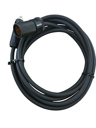 Araç Çakmak Uzatma Kablosu 12-24 Volt 16Amper 2 X1,5mm TTR Bakır 3 Mt-Siyah