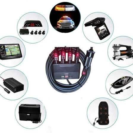 Araç Çakmak Uzatma Kablosu Çakmaklık Çoklayıcı LCD Ekranlı USB,Type-C çıkışlı 12V/10A/120W 2 X1,5mm TTR Bakır10Mt-YT-OT733