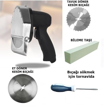 Döner Kesme Makinası Elektirikli 120 Wat 12 CM+Yedek Tavuk Döner Kesme Bıçağı+Ful yedek parça seti