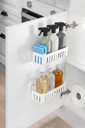 Primanova Deby 2'li Yapışkanlı Banyo Rafı - Beyaz