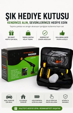 geseus çift akülü şarjlı yüksek basınçlı oto yıkama tabancası - araba, halı, klima temizleme & bahçe sulama makinesi - xhh550pro