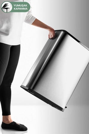 Primanova Dikdörtgen Çelik Çöp Kovası 40 Litre - Inox