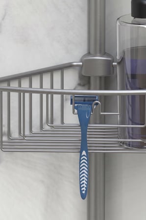 Primanova Yay Baskılı Kurulumu Kolay Üç Gözlü Alüminyum Yaylı Banyo Köşe Rafı  Mat Eloksal M-N29-30-E