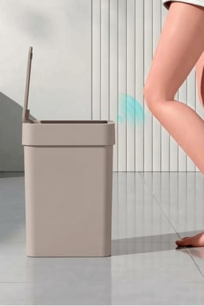 Sensörlü Çöp Kovası Otomatik Slim 9 Litre Plastik Bej Yerli Üretim- BEJ
